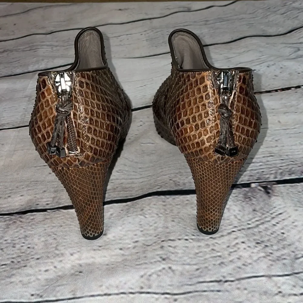 Brown Devi Kroell Snakeskin Booties - Picture 6 of 12